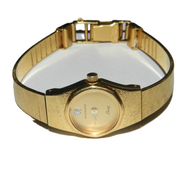 Vintage Wittnauer Ladies Gold Tone Wrist Watch W Diamond 16.5 mm - Picture 8 of 13